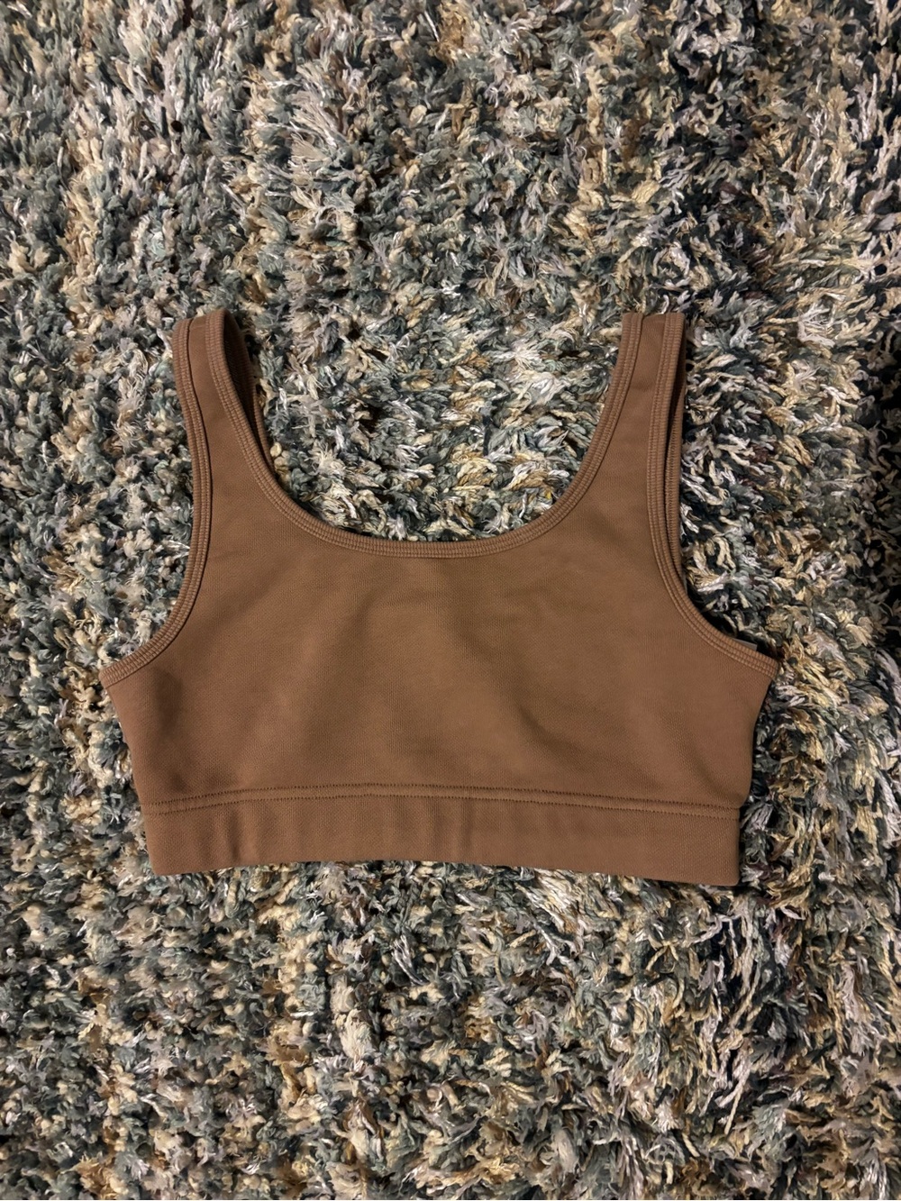 TNA Brown Scoop Neck Crop Top